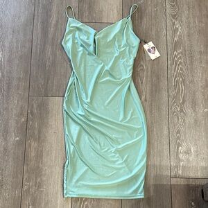 iris Seafoam Green Cowl Midi Slip Dress